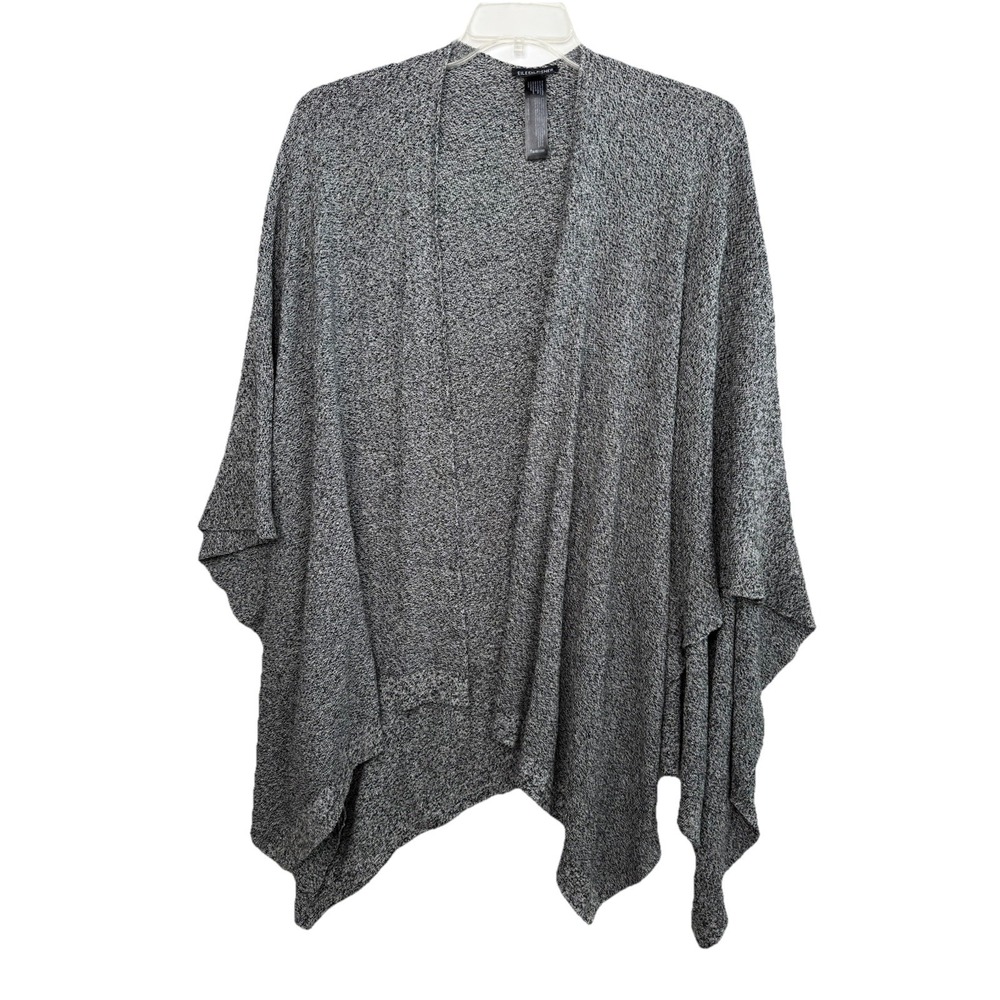 Eileen Fisher OS Gray Cotton Linen Open‎ Side Cape Poncho Drape Sweater Wrap